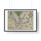 Engraved Map of Virginia (1618) Showing the Arrival of Sir Walter Raleigh's Expedition, from the Original, Framed Print