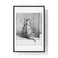 Sitting Cat From Behind (1812) Drawing by Jean Bernard, from the Original, Framed Print