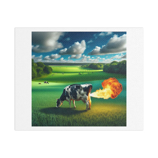 Pardon Me! Cow Emits a Cloud of Methane Gas 'Designed by AI' Art Print on Canvas