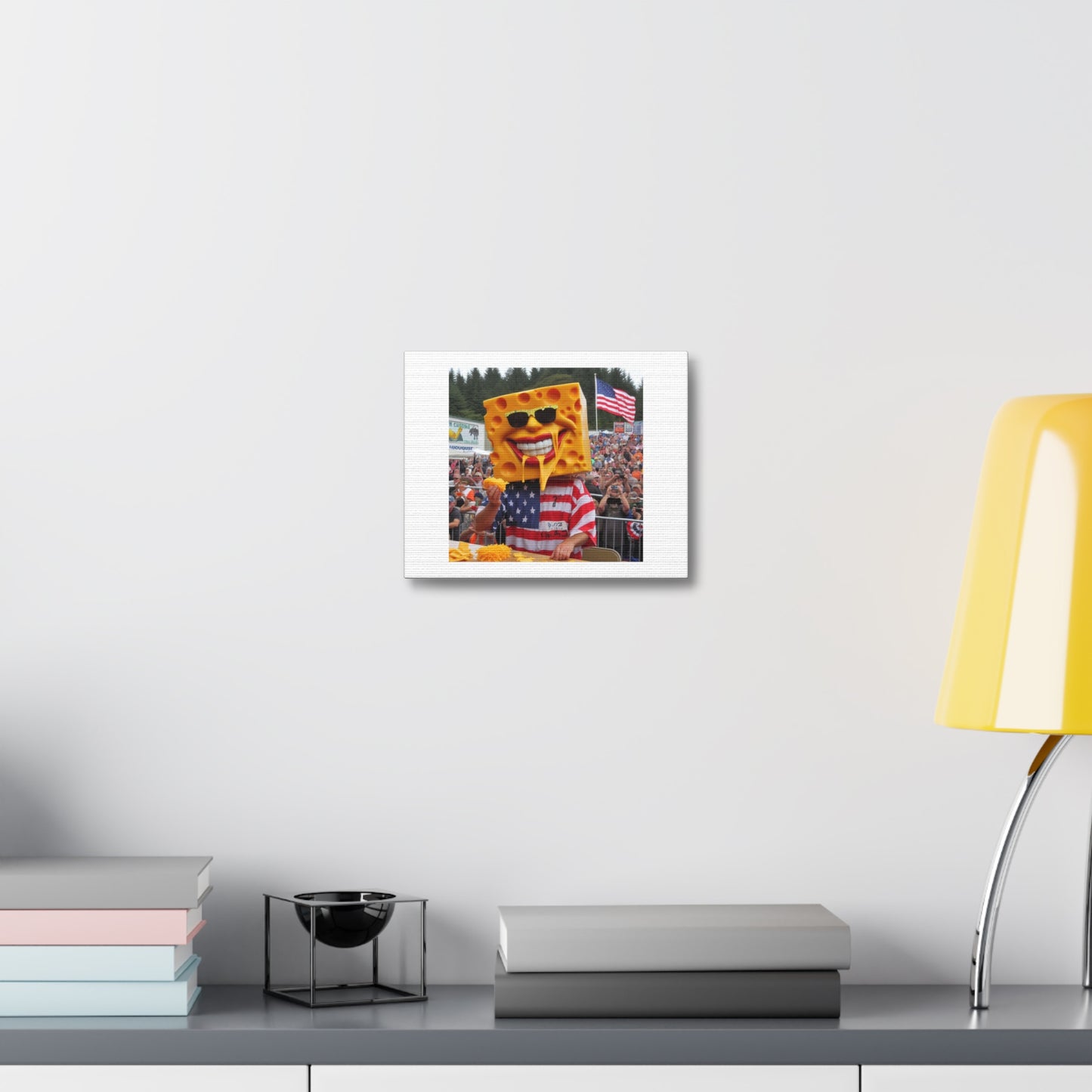 Annual Cheddar Cheese Eating Contest in Prineville, Oregon 'Designed by AI' Art Print on Canvas