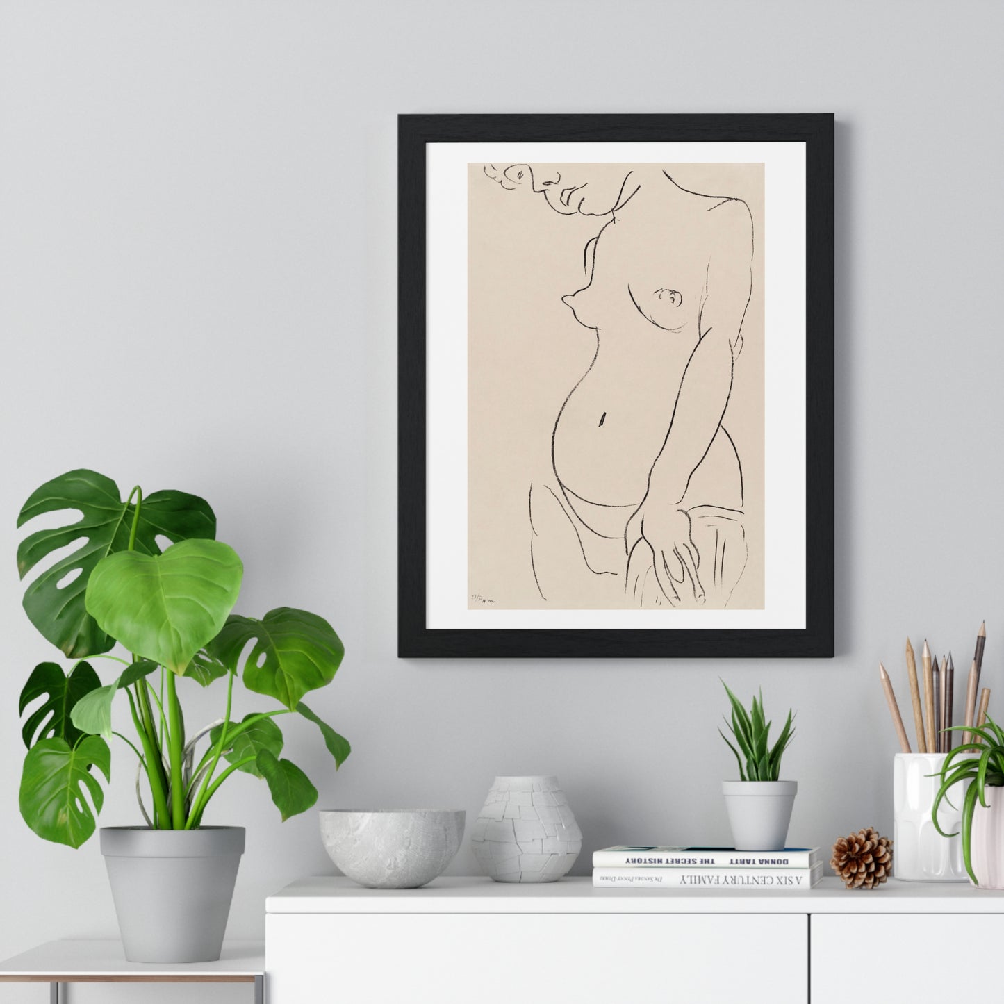 Nude Three Quarters, Part of Head Cropped (1913) by Henri Matisse from the Original, Framed Art Print