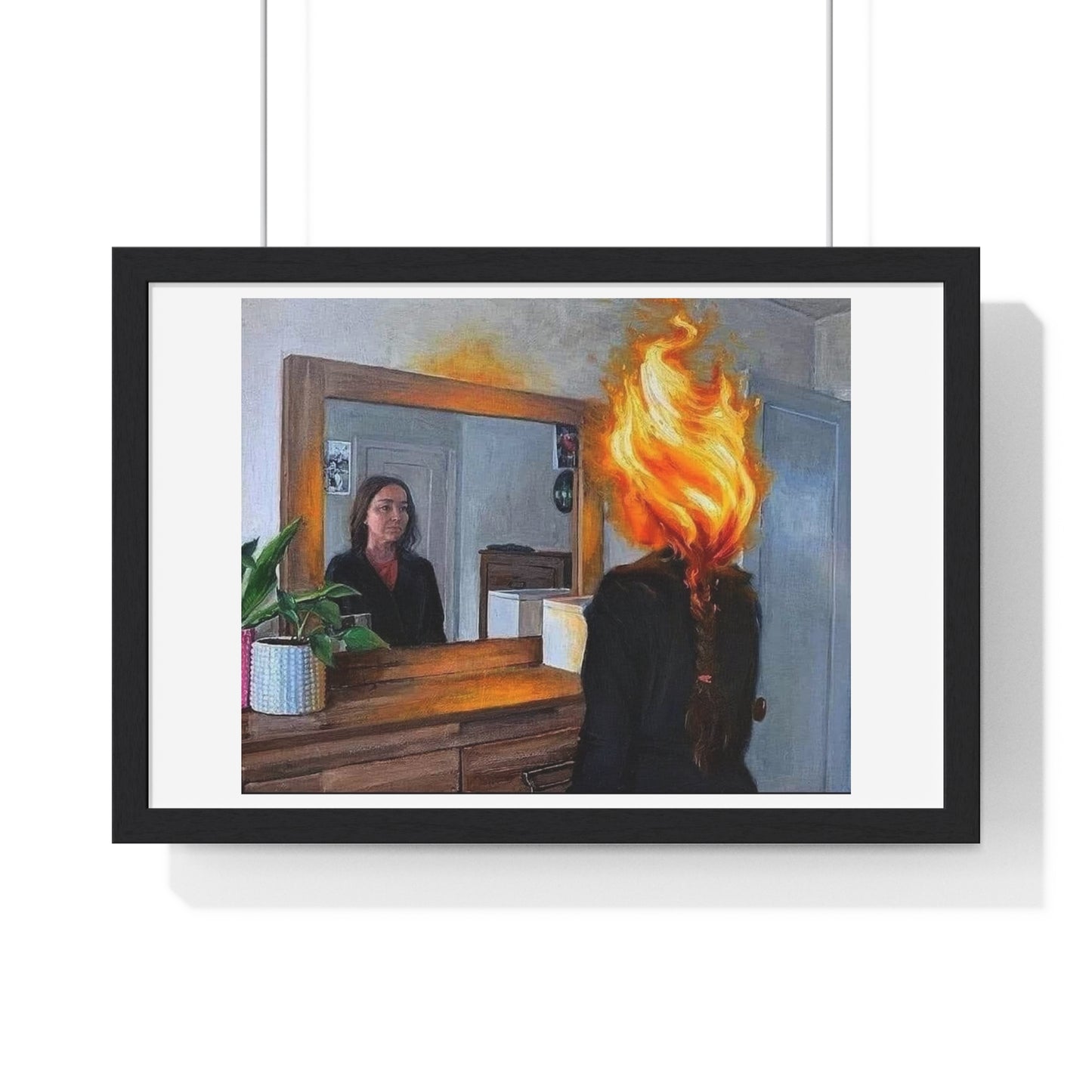 Fire in the Mind, Abstract Art 'Designed by AI', Framed Print