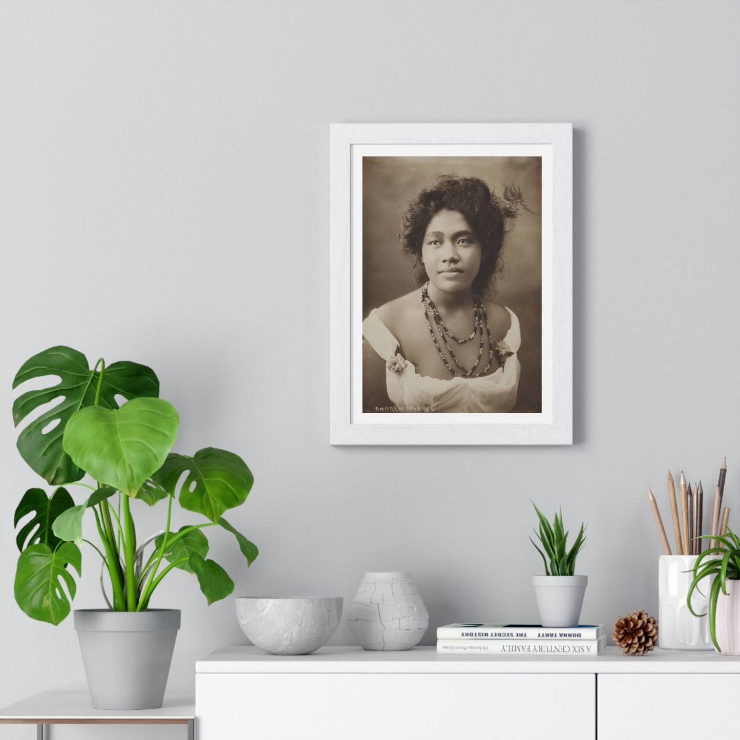 Portrait of a Young Samoan Woman (1906) by Thomas Andrew, from the Original, Framed Print