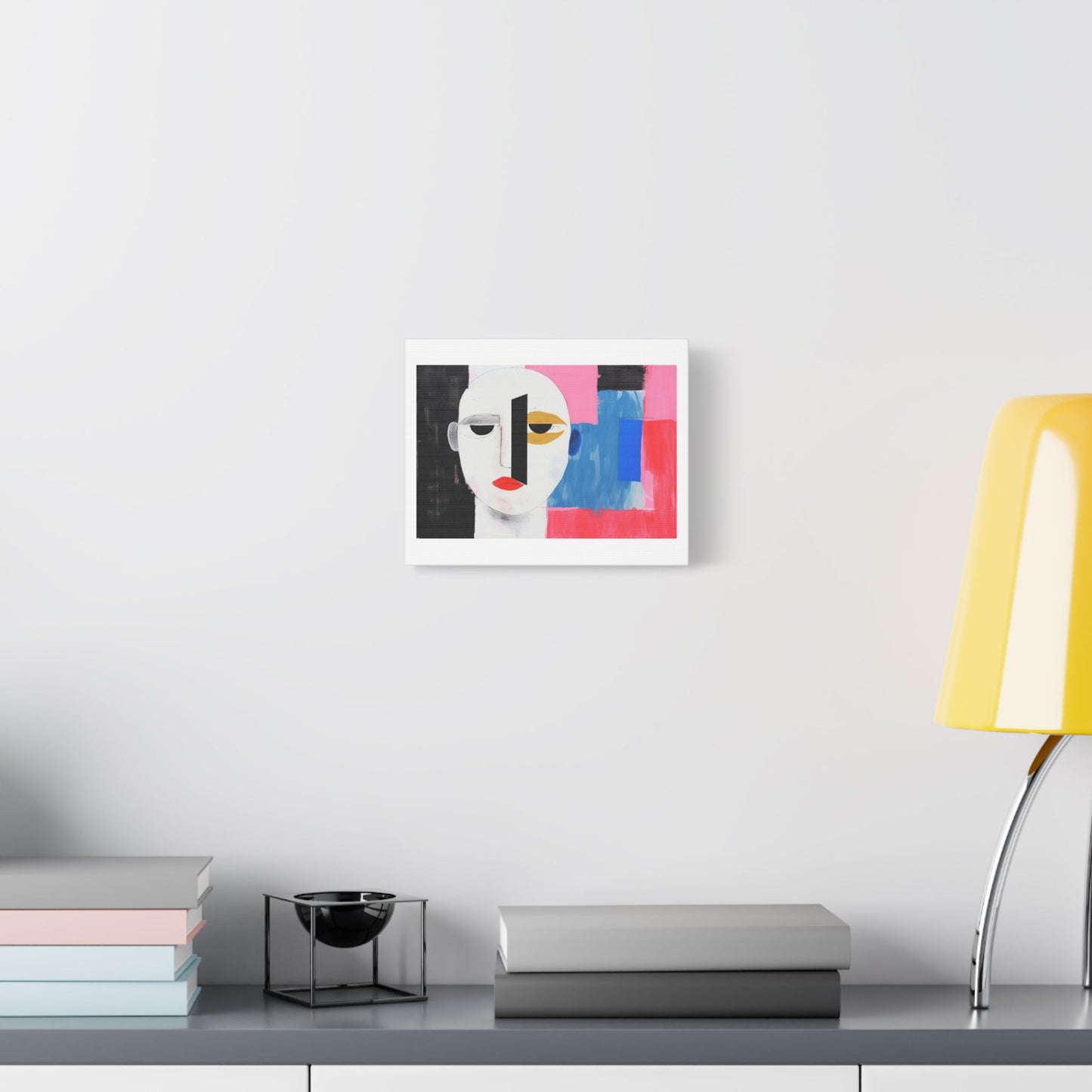 Minimal Simple Male Portrait Abstract Painting 'Designed by AI' Art Print on Canvas