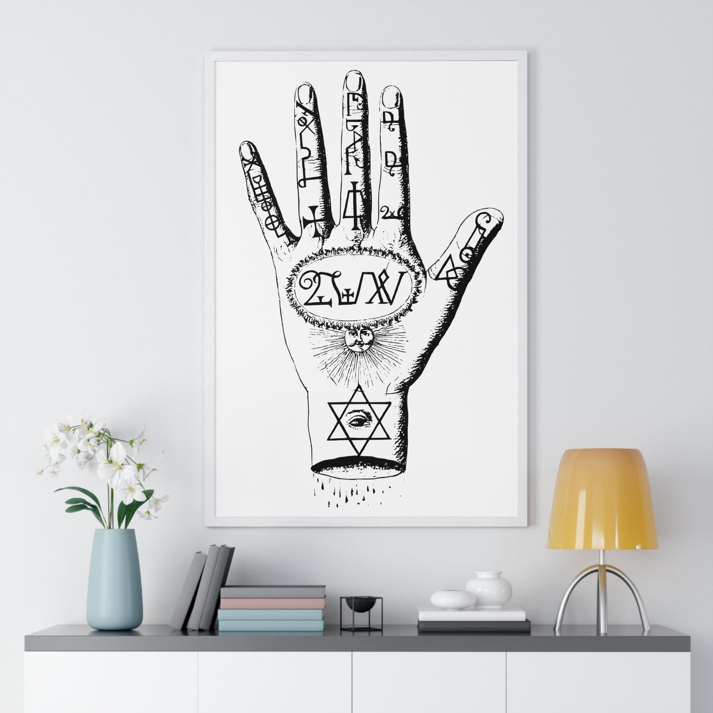 Esoteric Palm Reading Illustration, by Unknown, from the Original, Framed Print