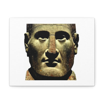 Moai Face Mixed With Julius Caeser Face 'Designed by AI' Art Print on Canvas