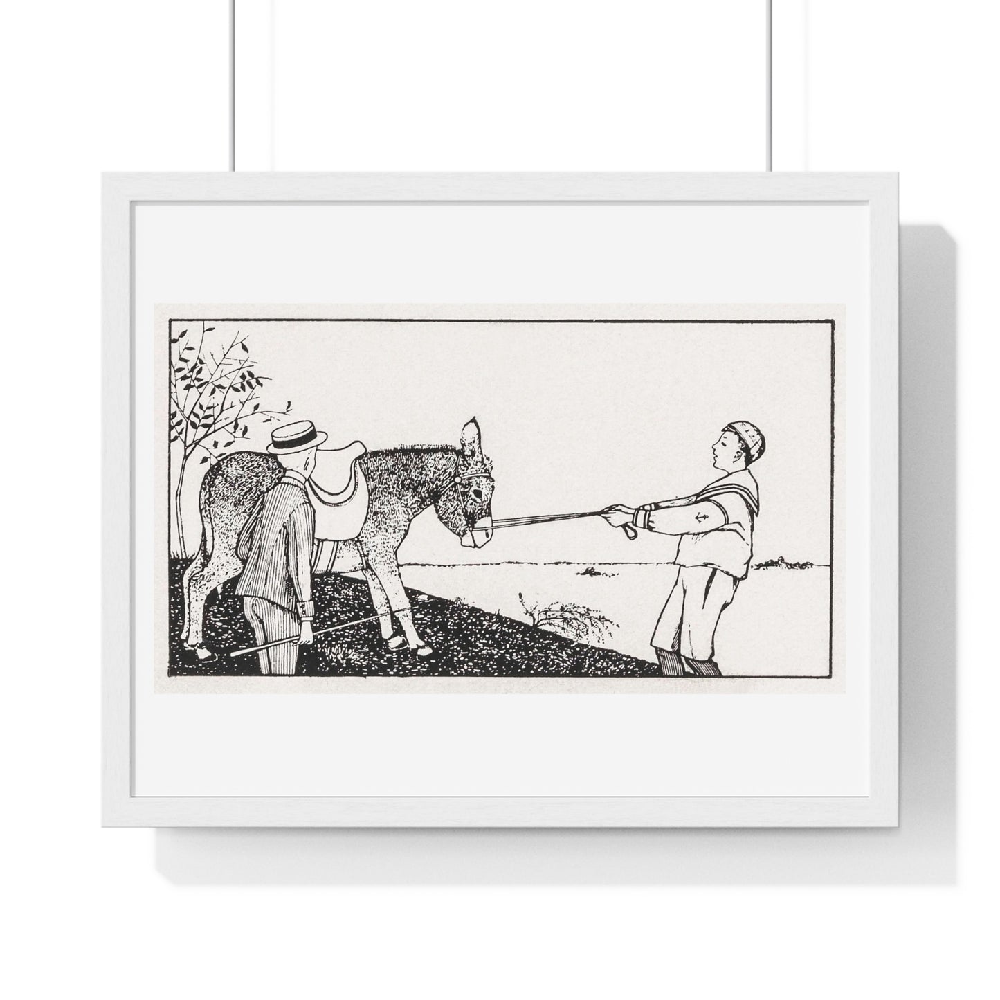 Two Boys and a Donkey by Julie de Graag (1877-1924) from the Original, Framed Print