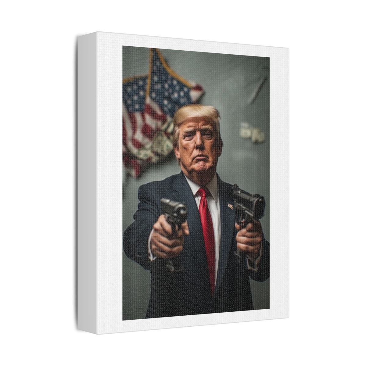 Gangster Donald Trump, Surrealist Art Print on Satin Canvas, Stretched
