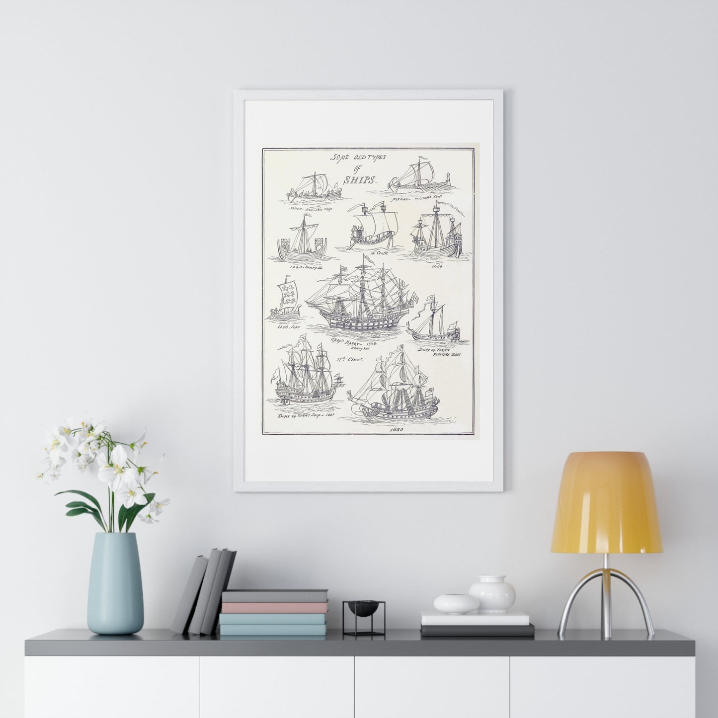 Types of Ships Drawn with Pen and Pencil (1882) by James Macaulay from the Original, Framed Art Print