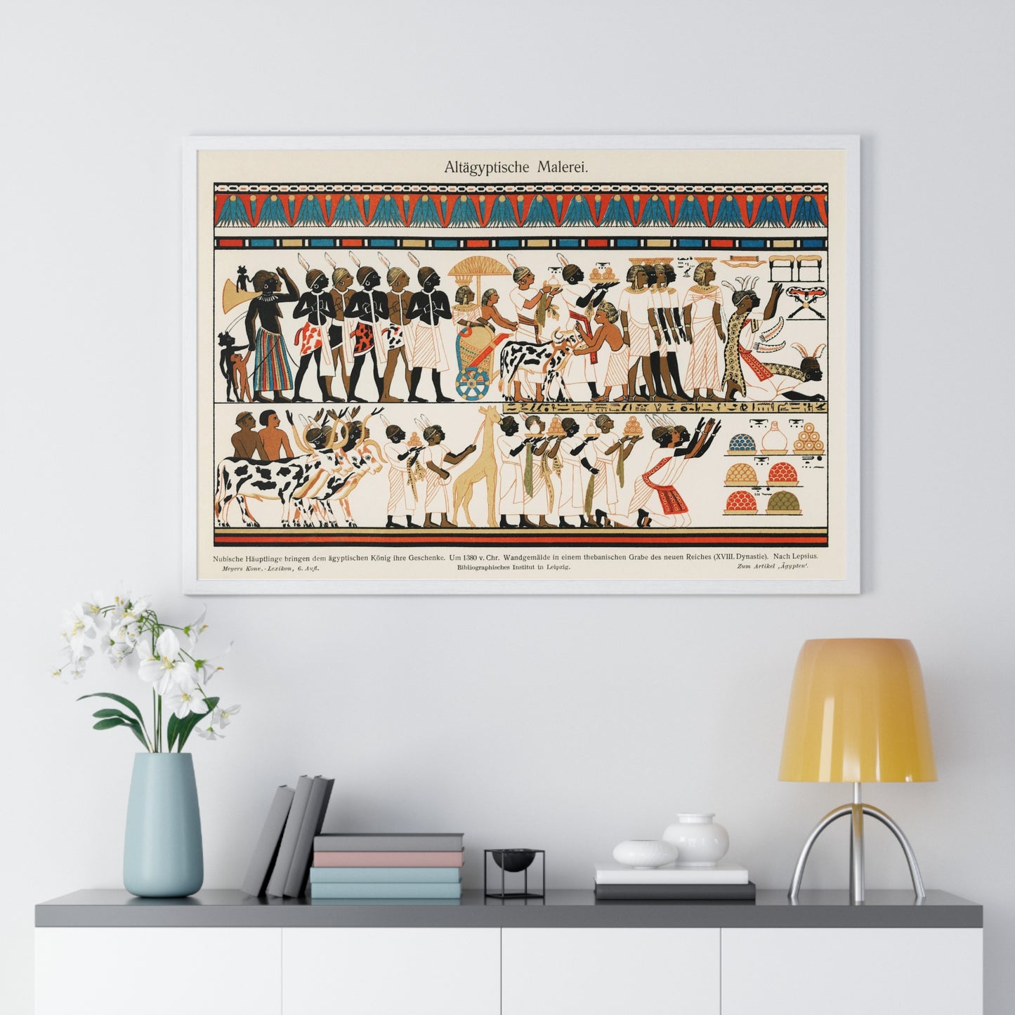 Lithograph from an Ancient Eygptian Wall Painting (circa 1380 BC), from the Original, Framed Art Print