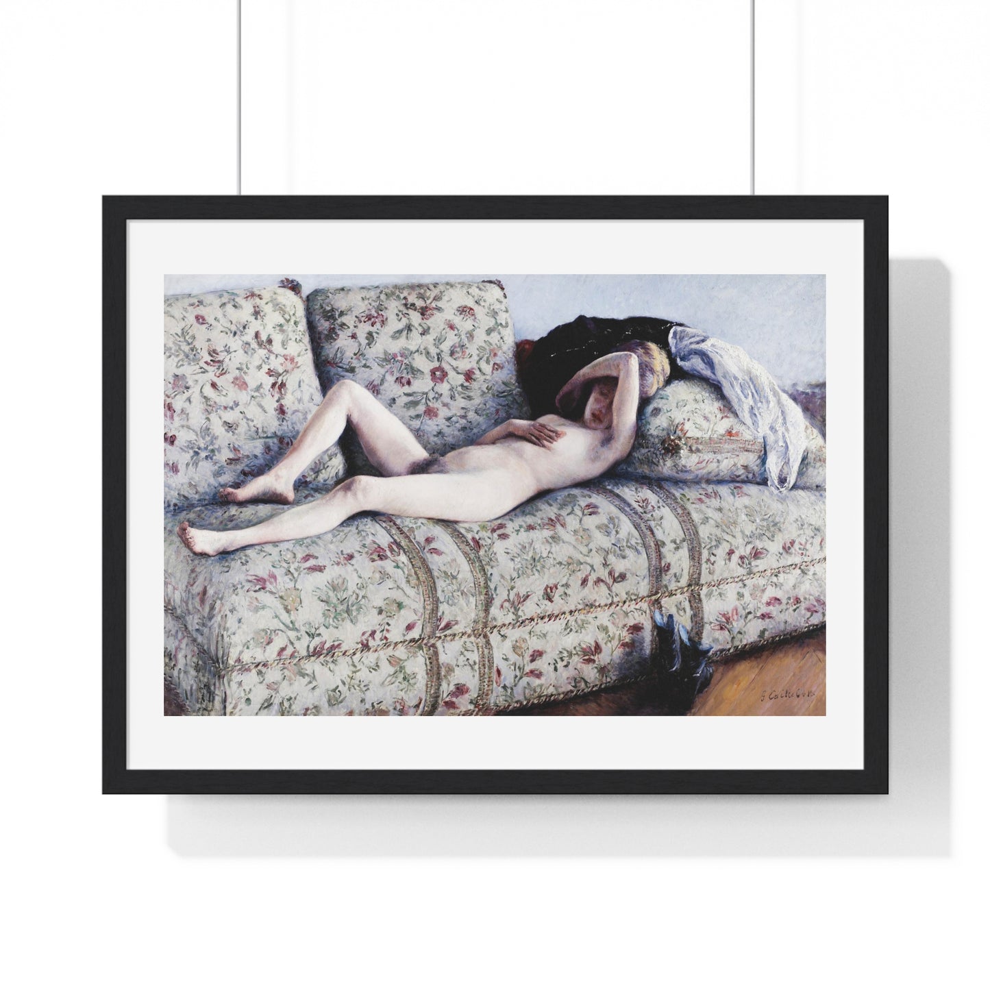 Nude on a Couch (circa 1880) by Gustave Caillebotte, from the Original, Framed Art Print