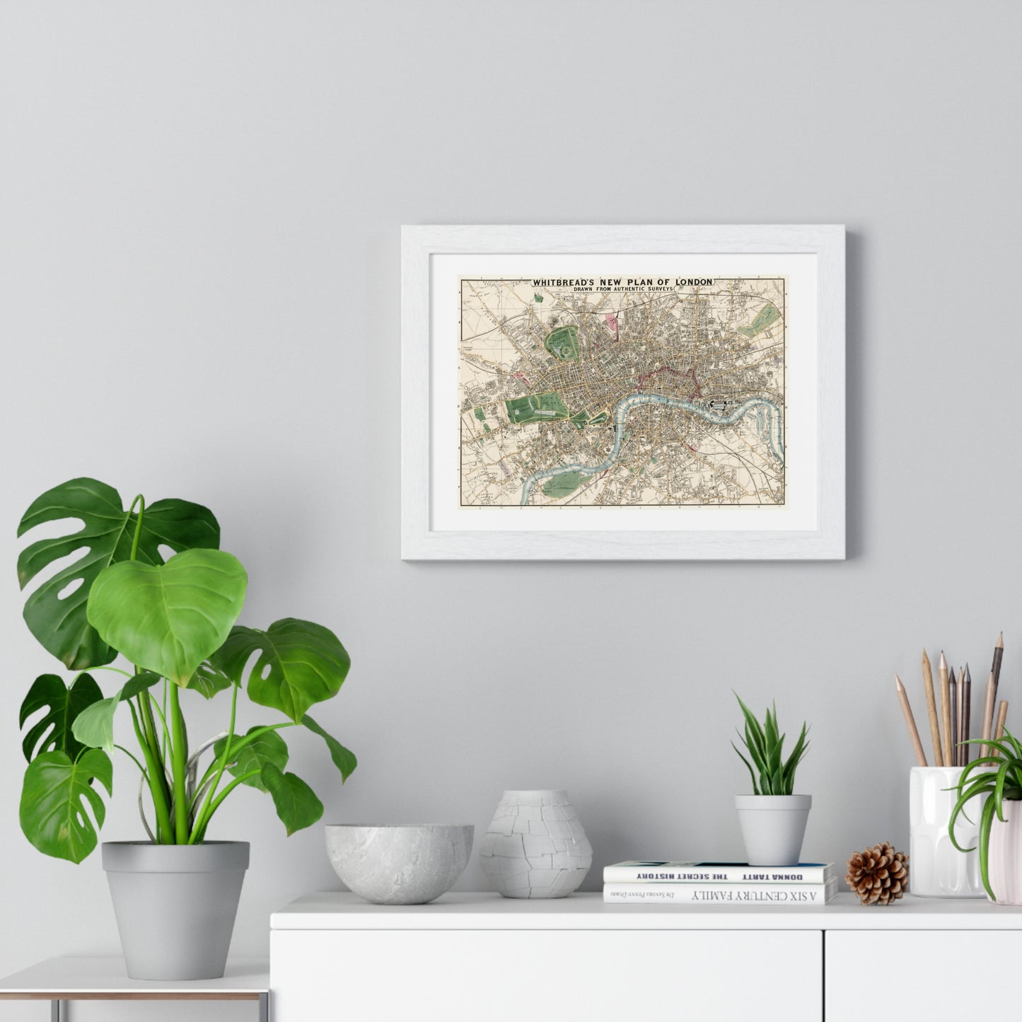 Whitbread's New Plan of London Drawn from Authentic Survey (1853) from the Original, Framed Art Print