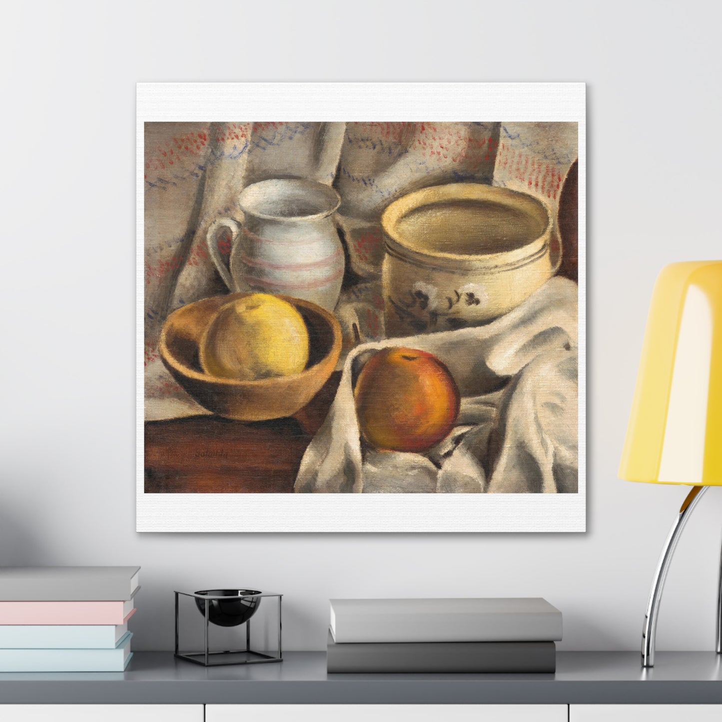 Still Life with Ceramic Pots and Apples (1925–1927) Vintage Painting by Mikulas Galanda Art Print from the Original