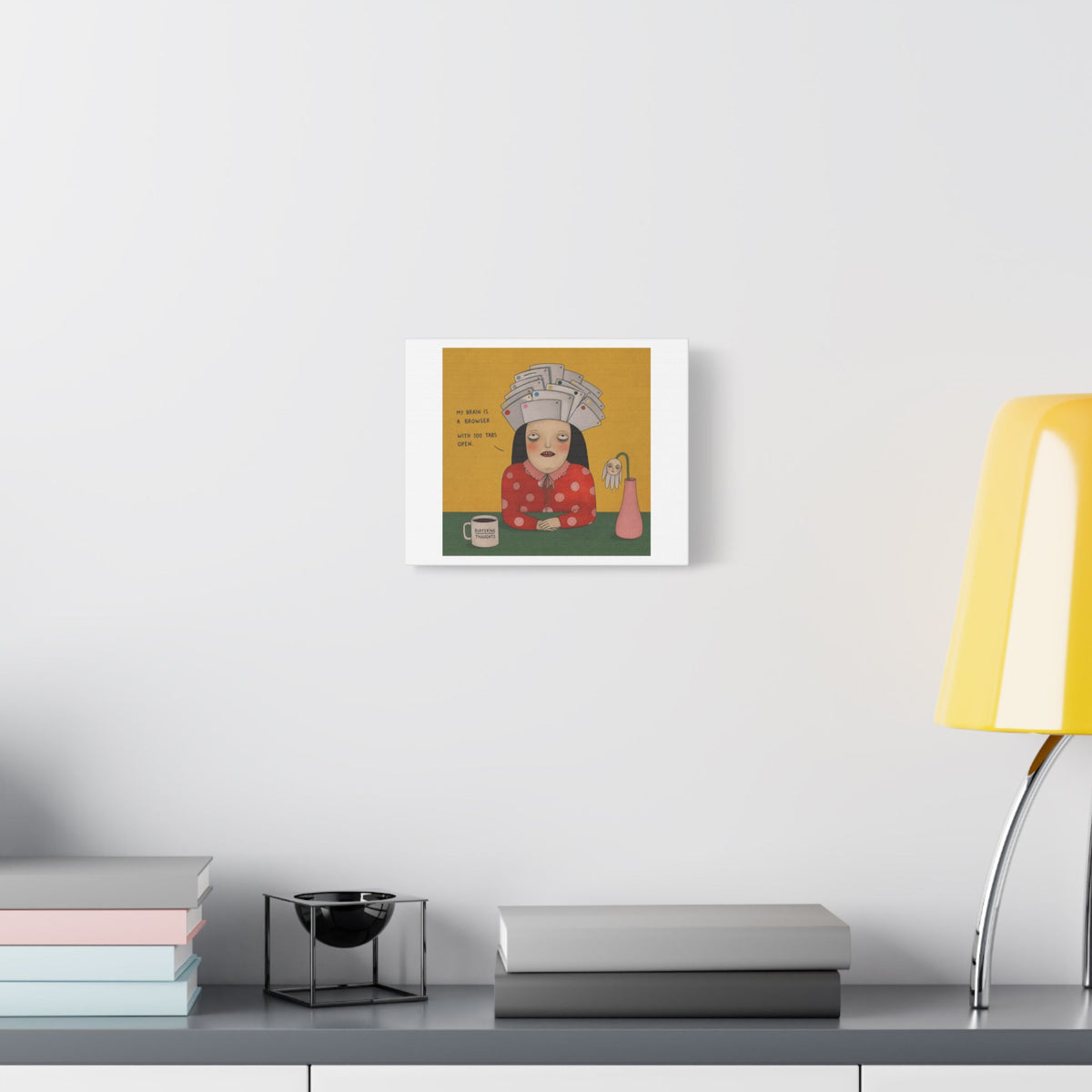 Buffering Thoughts, Cartoon Art Print on Canvas