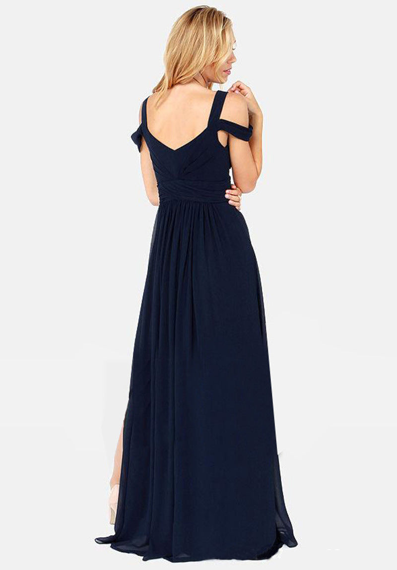 Vireous Long Elegant Greek-Style Pleated Dress, Bridesmaid Dress