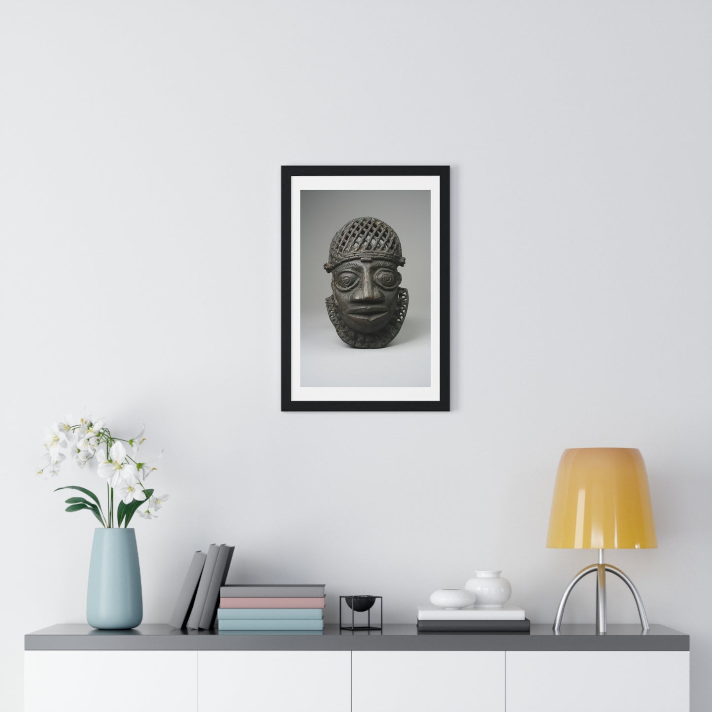 Hip Ornament Face, Black & White Photography, from the Original, Framed Art Print