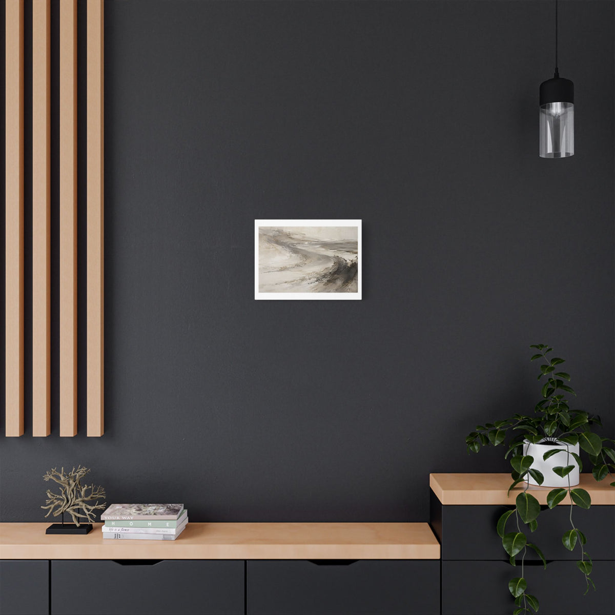 Tidal Memory in Stone and Smoke, Large Decor Art Print on Canvas