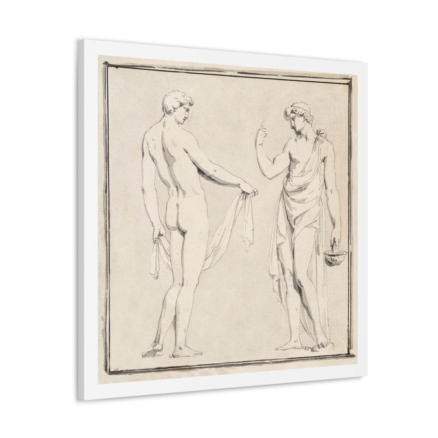 Two Male Figures, One Holding a Basket (18th Century) by Anonymous, from the Original, Print on Canvas