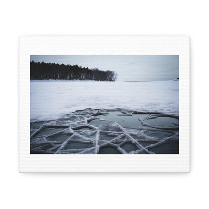 Frozen Lakes Outdoors Nature Snow Art Print 'Designed by AI' on Satin Canvas