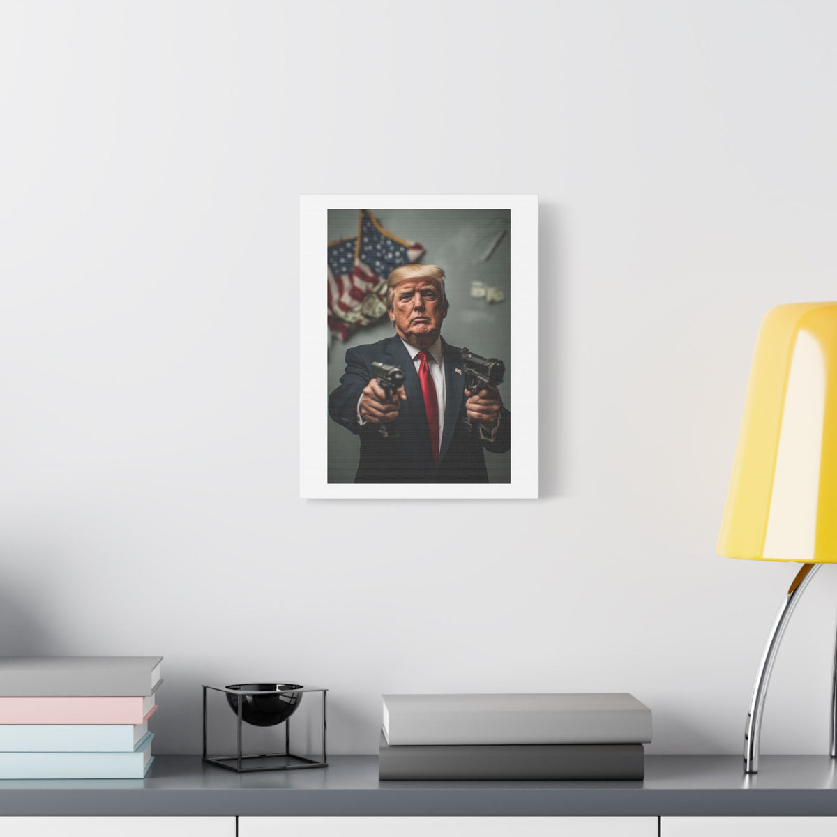 Gangster Donald Trump, Surrealist Art Print on Satin Canvas, Stretched