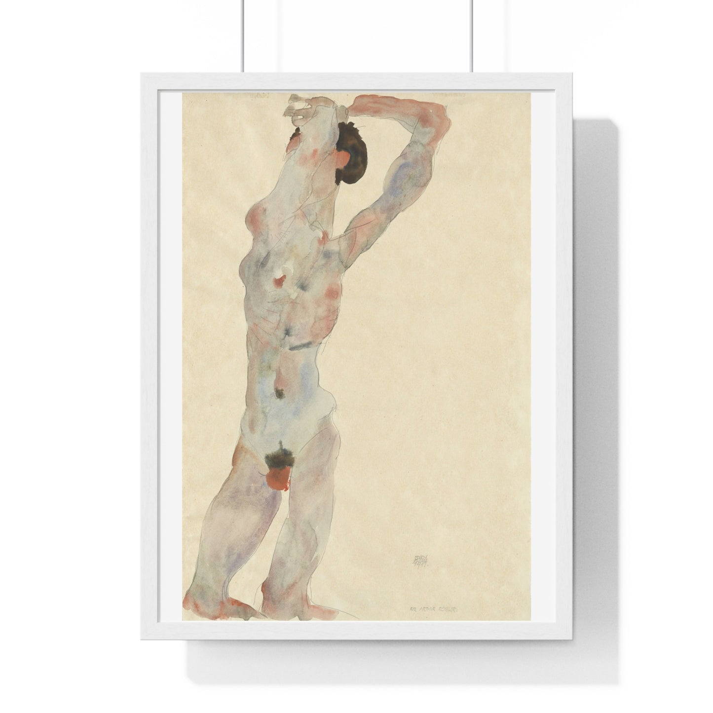 Männlicher Akt (1912) by Egon Schiele, from the Original, Framed Art Print