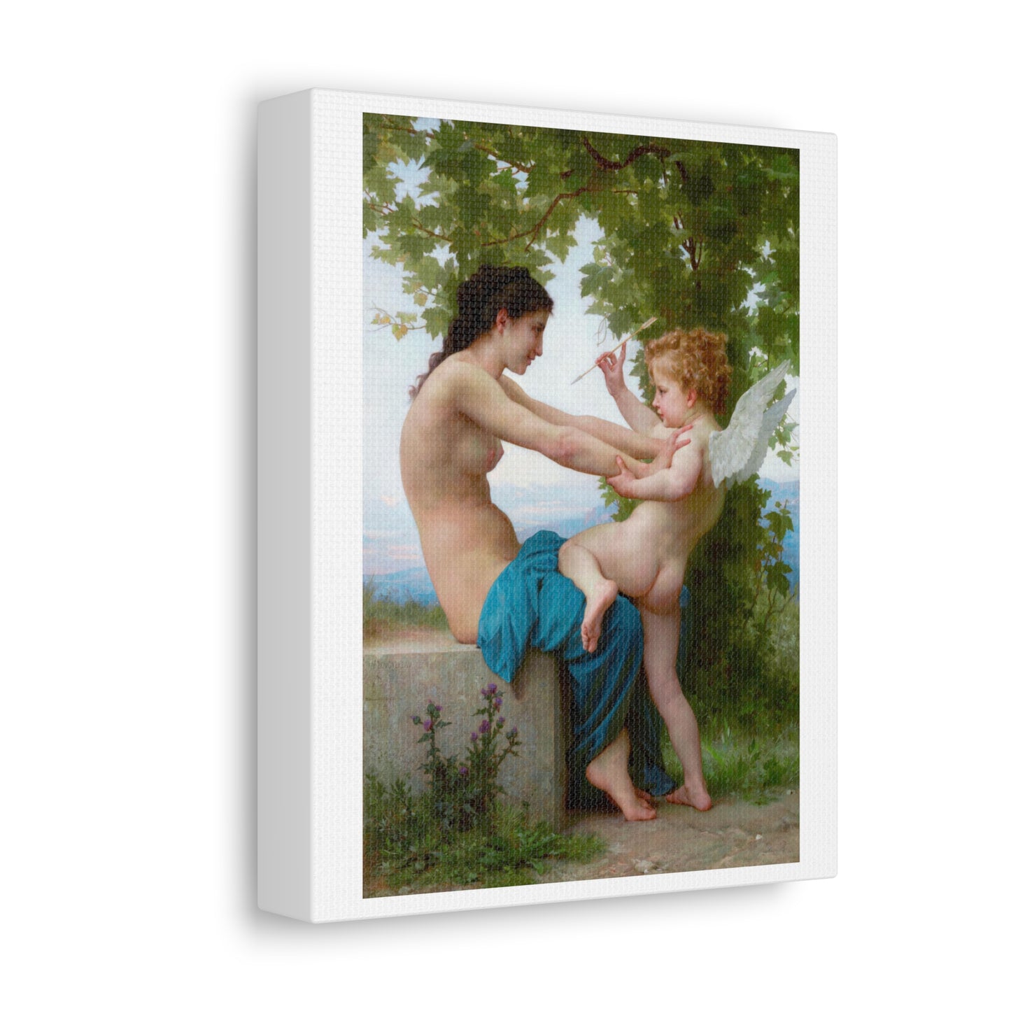A Young Girl Defending Herself against Love (circa 1880) by William-Adolphe Bouguereau, Art Print from the Original on Canvas
