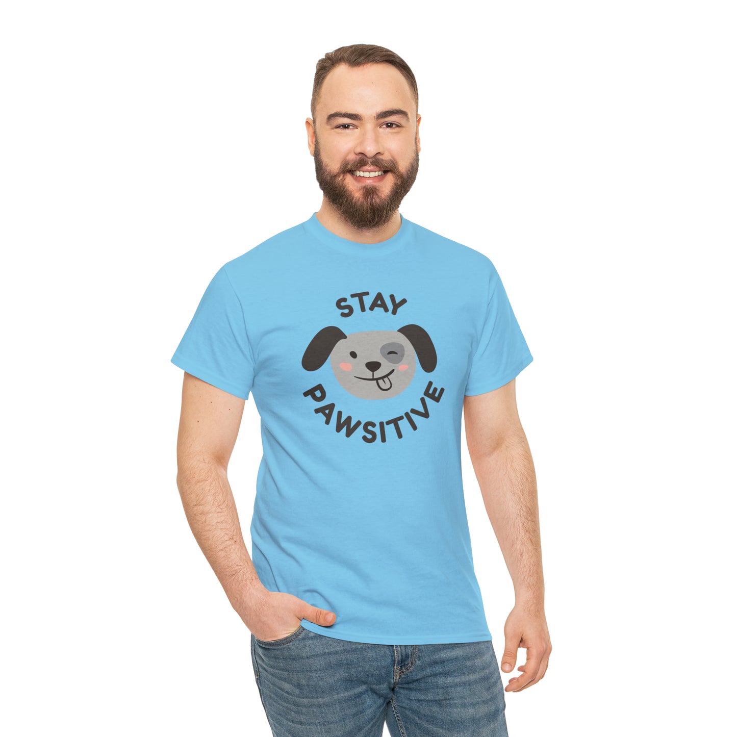 Stay Pawsitive Dog Lover's Cotton T-Shirt