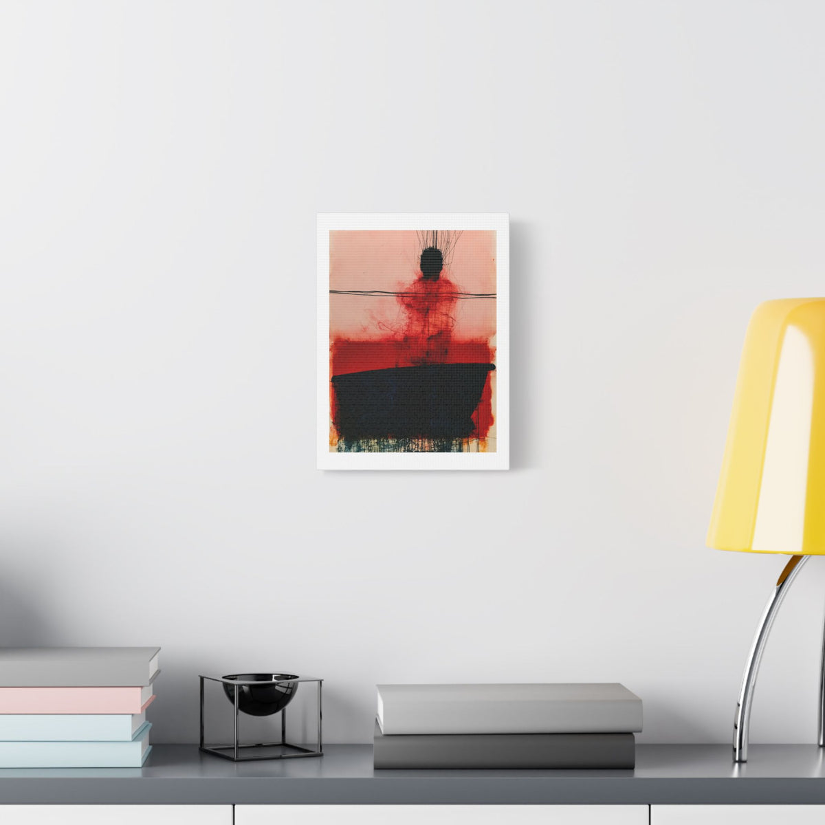 In a Boat, Neo-Surrealism, Art Print on Satin Canvas, Stretched