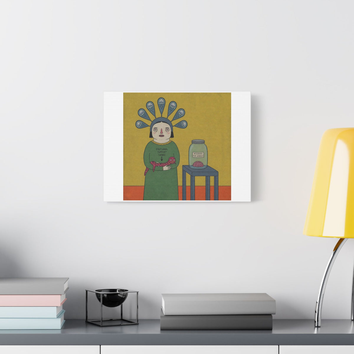 Reserved for Worries, Cartoon Art Print on Canvas