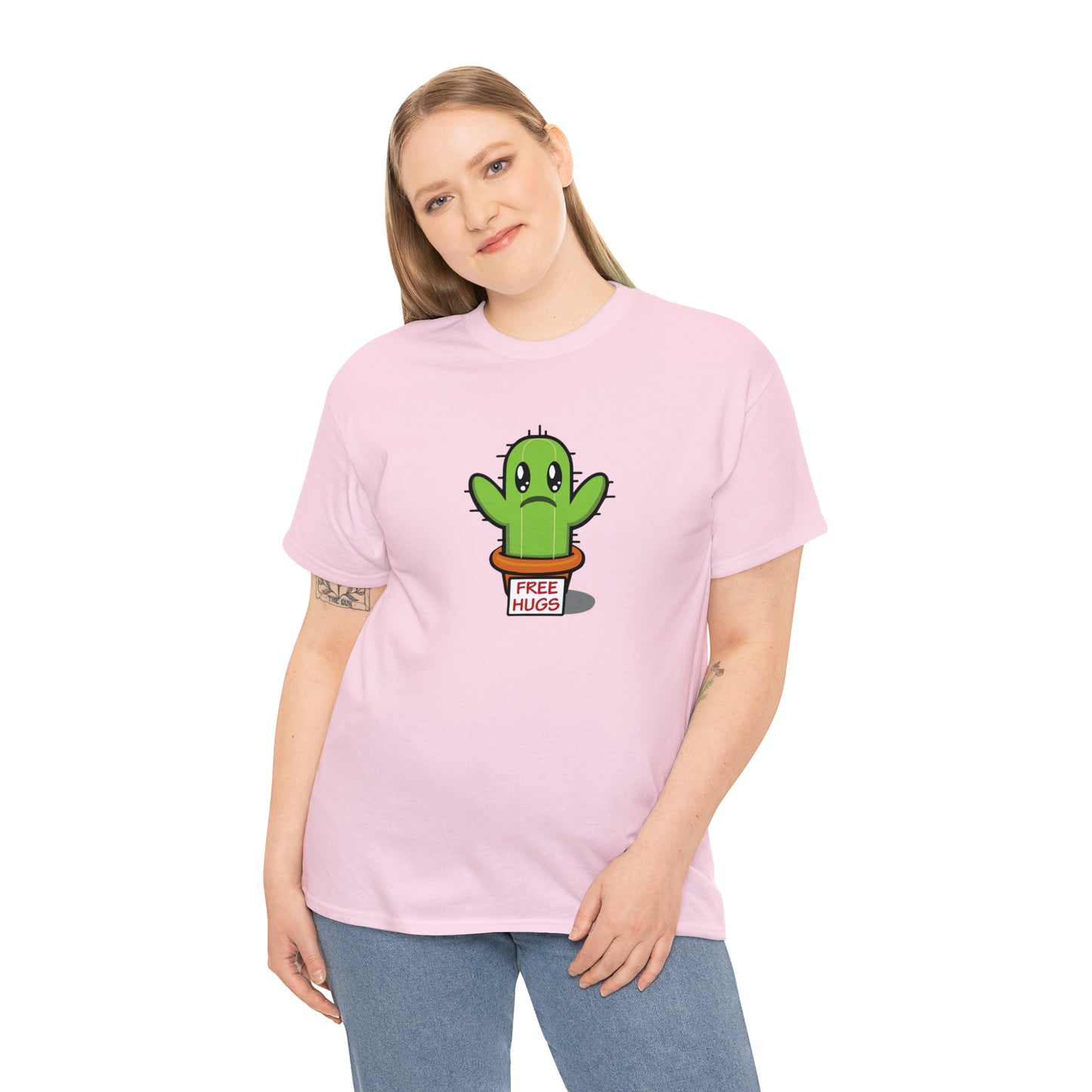 Free Hugs Sad Cactus Design T-Shirt