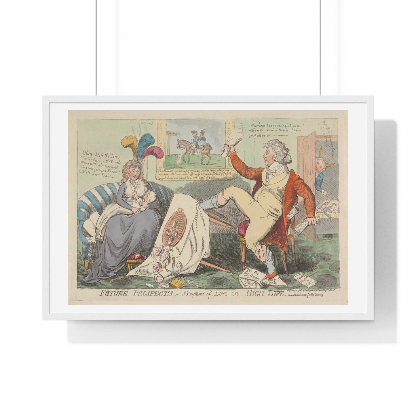 Symptoms of Love in High Life (1796) by Isaac Cruikshank, from the Original, Framed Art Print