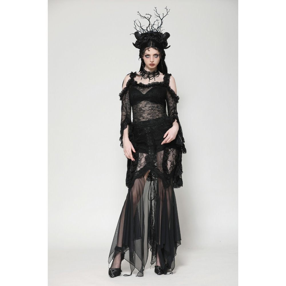 Dark in Love Delaney Gothic Romantic Lace Flare-Sleeve Top