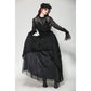 Dark in Love Aoife Black Hollow Lace Elastic Pleated-Waist Eyelash Lace Cuff Top