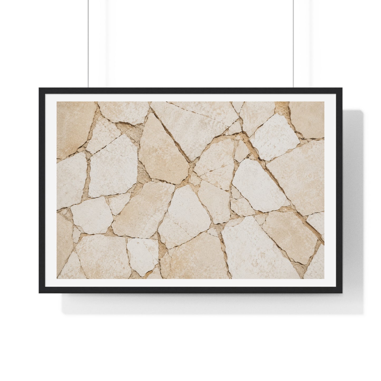 Beige Abstract Relaxing Decor Art, Large Framed Print