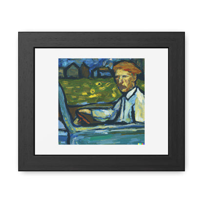 Car Driver In The Style Of Van Gogh Digital Art 'Designed by AI' Wooden Framed Print