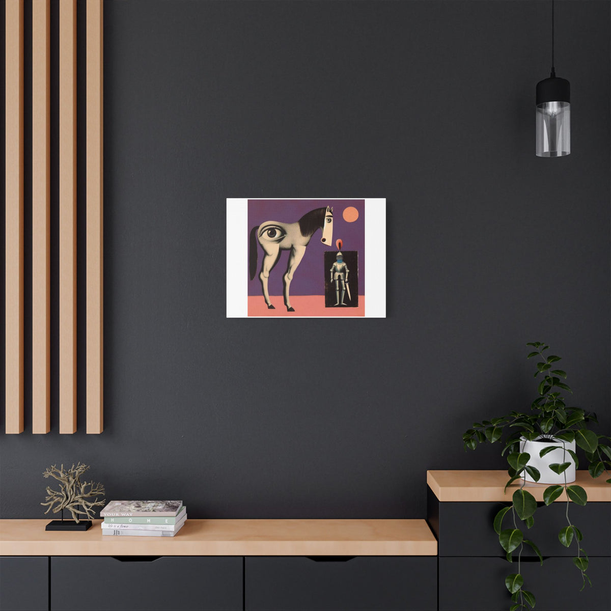 Surreal Horse and Knight Stretched Canvas Wall Art