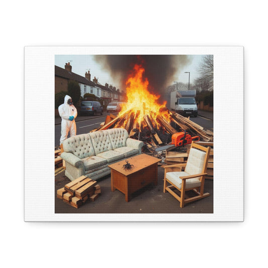 Armageddon in Suburban England Photorealism Art Print 'Designed by AI' on Satin Canvas