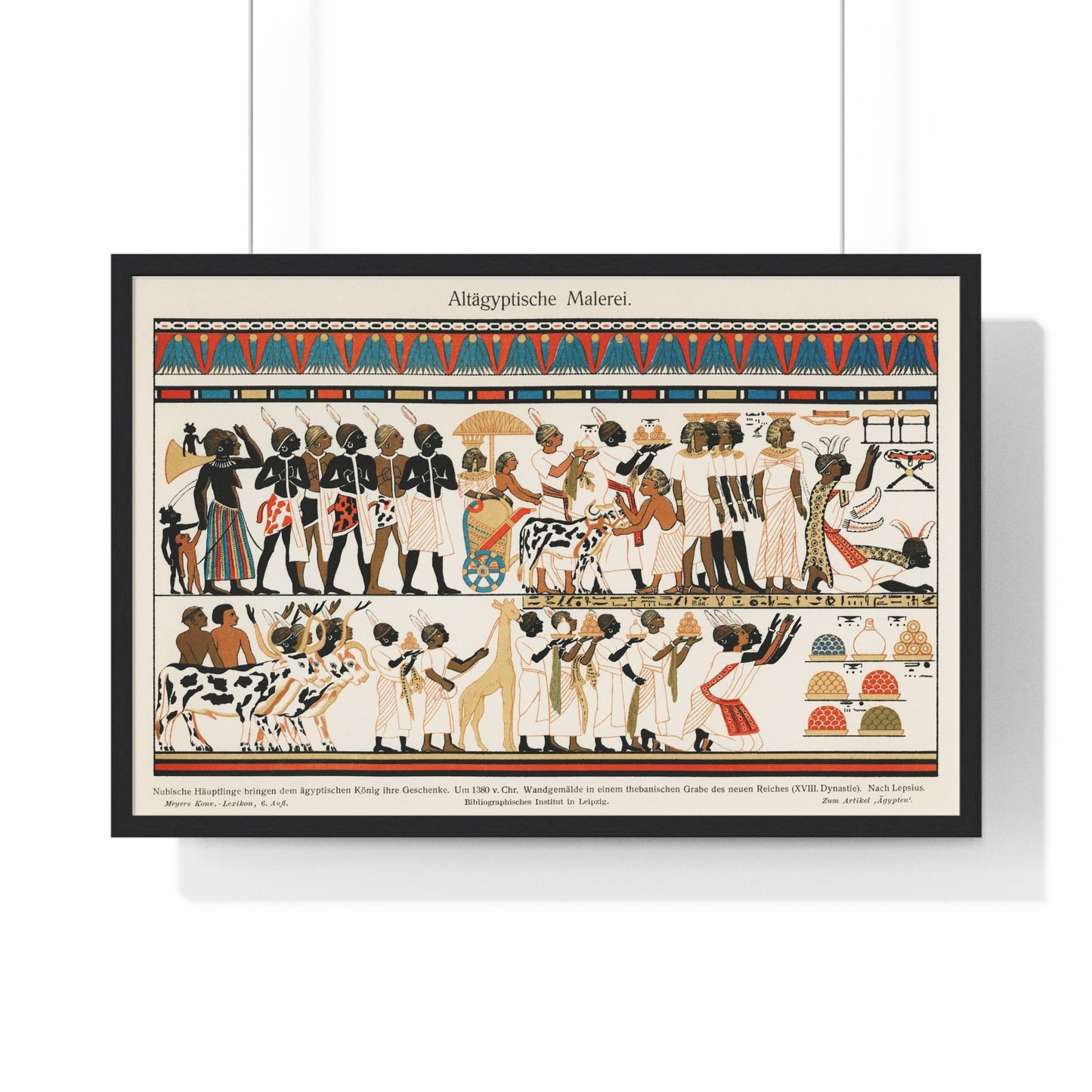 Lithograph from an Ancient Eygptian Wall Painting (circa 1380 BC), from the Original, Framed Art Print