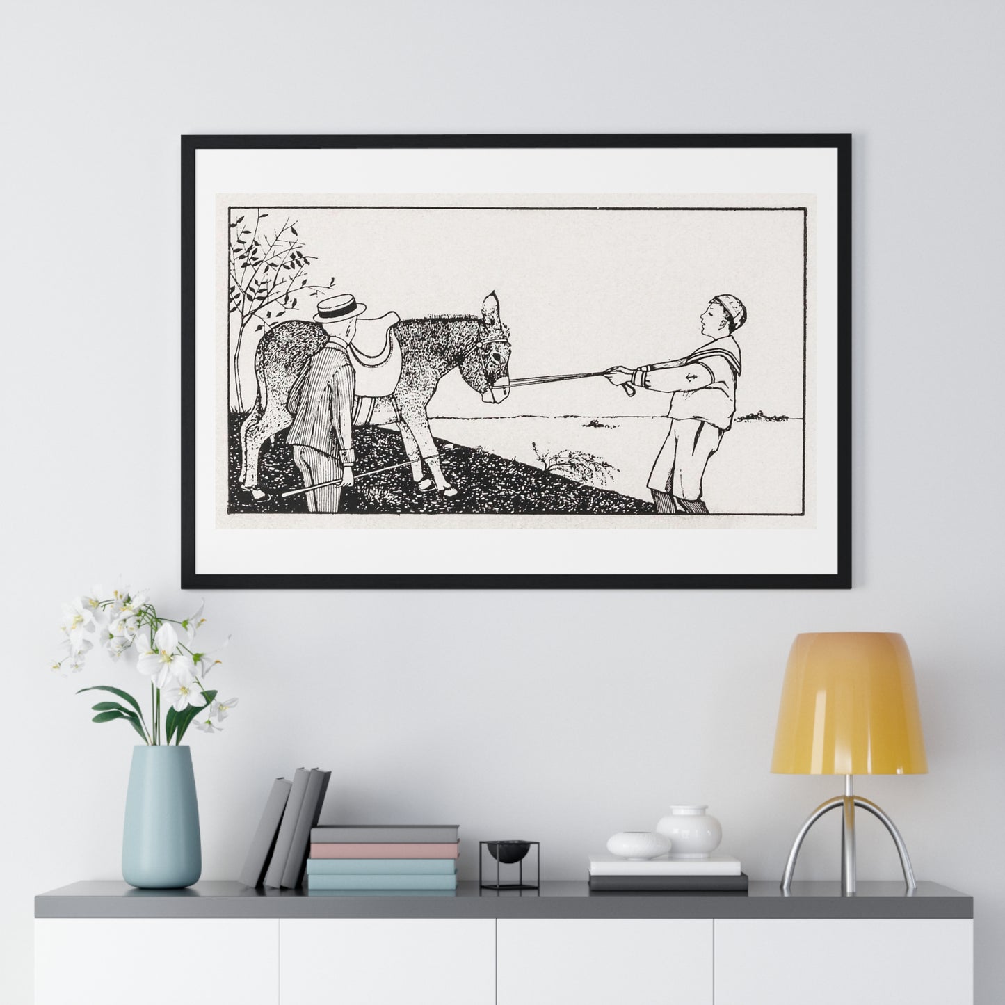 Two Boys and a Donkey by Julie de Graag (1877-1924) from the Original, Framed Print