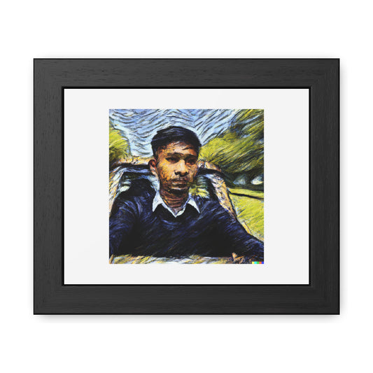 Car Driver In The Post-Impressionist Style Digital Art 'Designed by AI' Wooden Framed Print