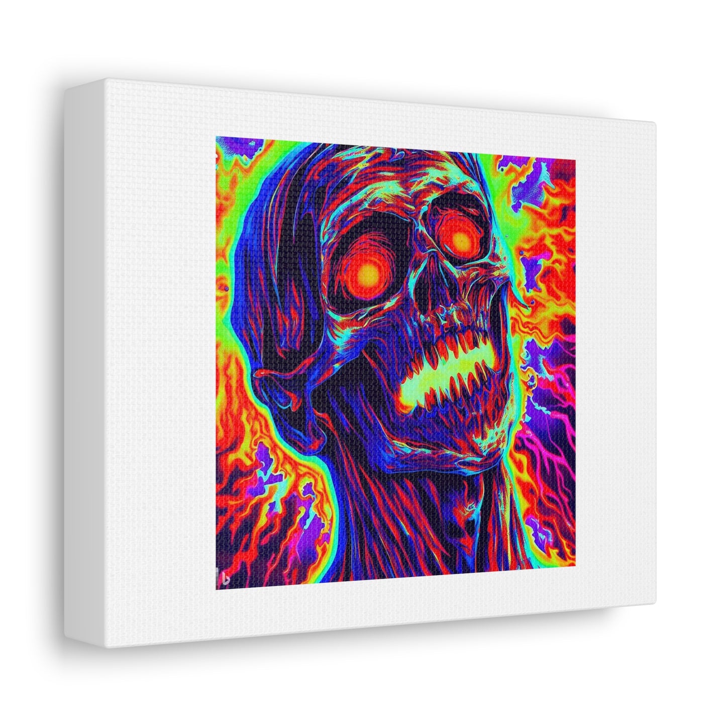 Psychedelic Skull Graphic Art Print on Satin Canvas