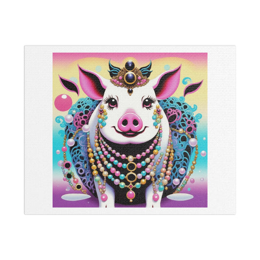 Mythological Pig Deity Portrait II 'Designed by AI' on Canvas