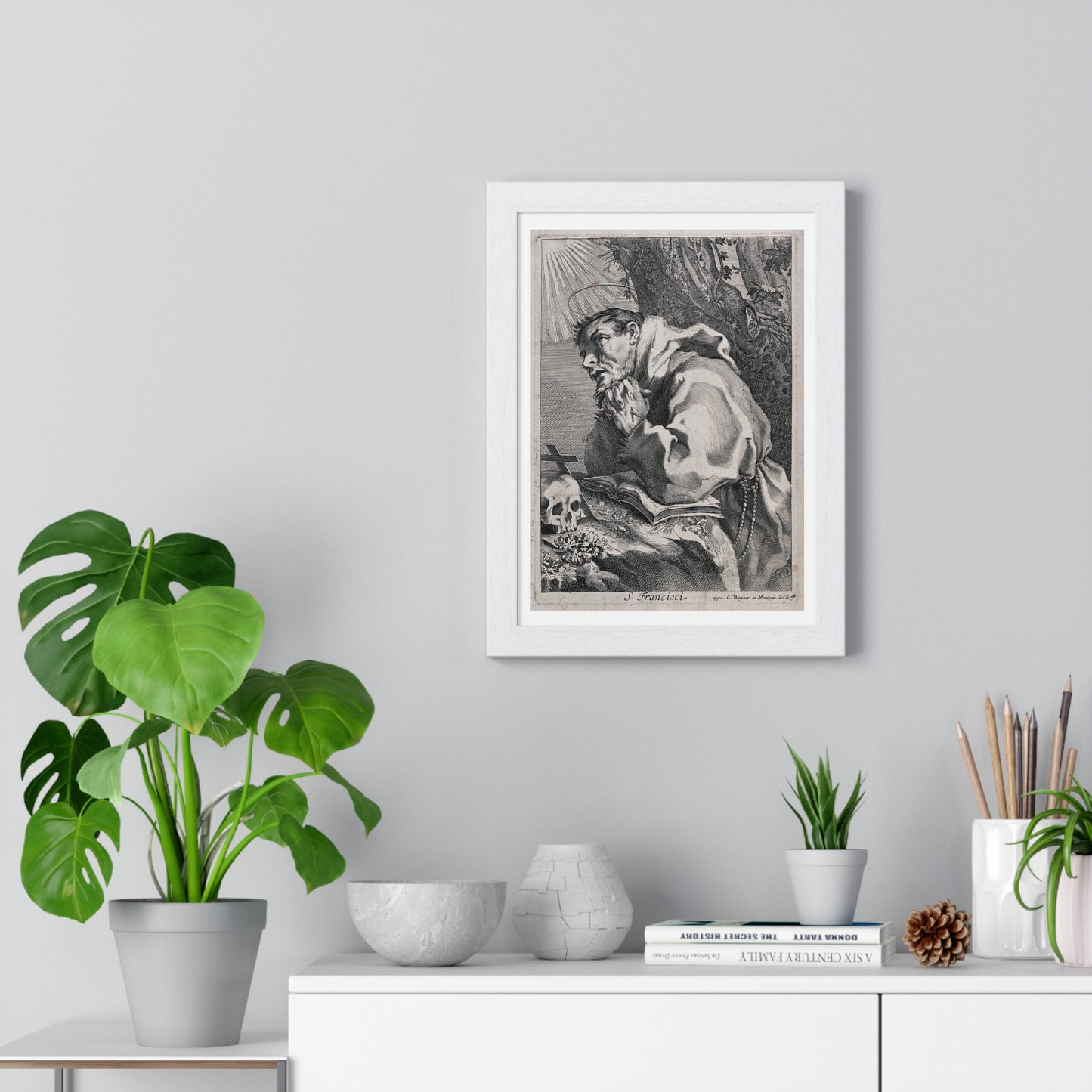 Saint Francis of Assisi in Ecstasy, from the Original Etching, Framed Art Print