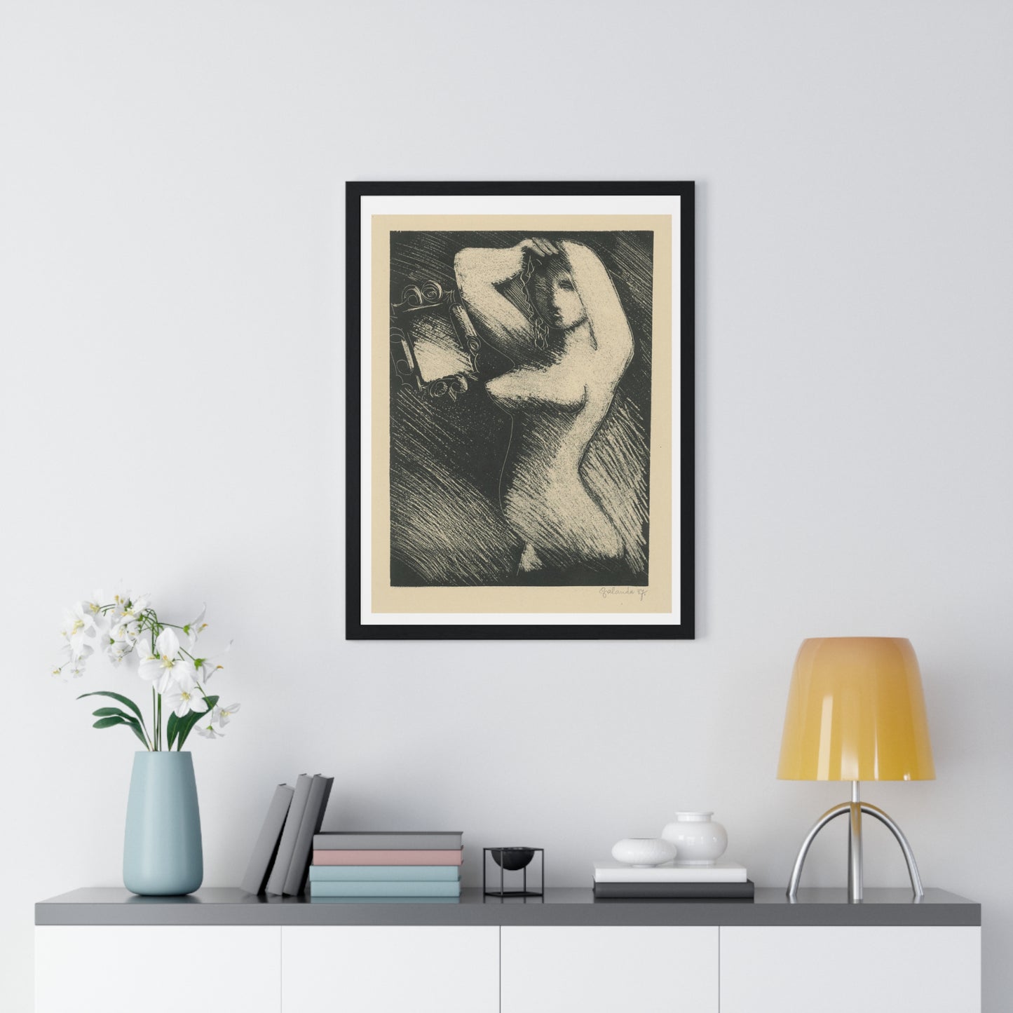 Woman in Front of the Mirror (1937) by Mikuláš Galanda, from the Original, Framed Art Print