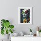 Blue Reptilian Alien, Magazine Poster Art 'Designed by AI' Framed Print