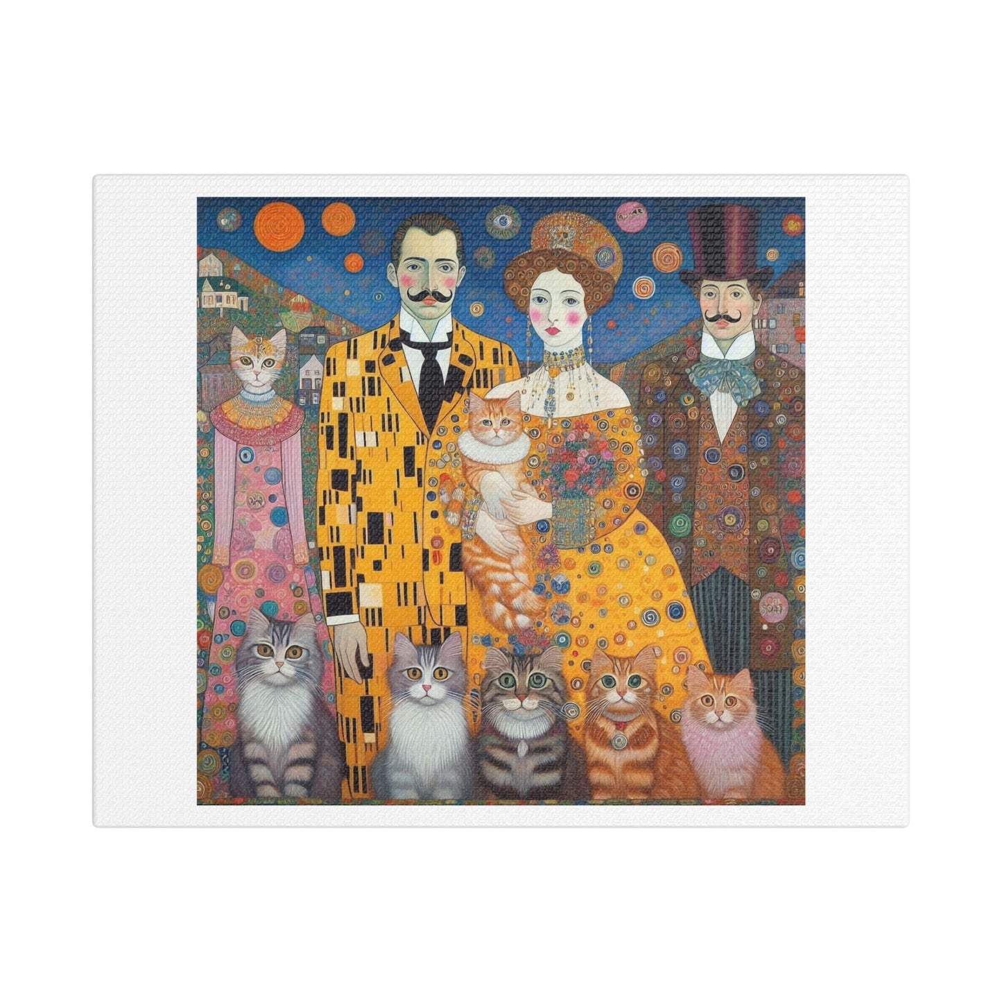 Family Portrait in the Style of Gustav Klimt 'Designed by AI' Art Print on Canvas