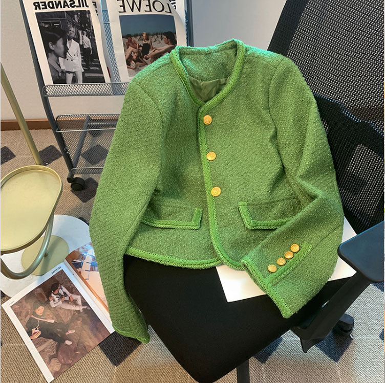 Women's Green Tweed Classic French-Style Tailored Jacket