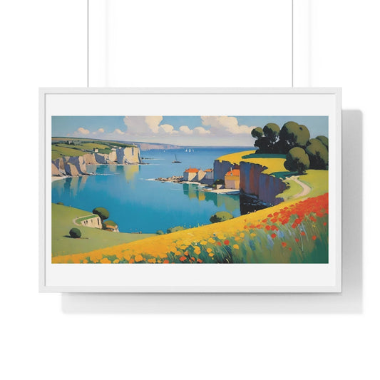 Cornish Harbour in Springtime 'Designed by AI' Framed Art Print