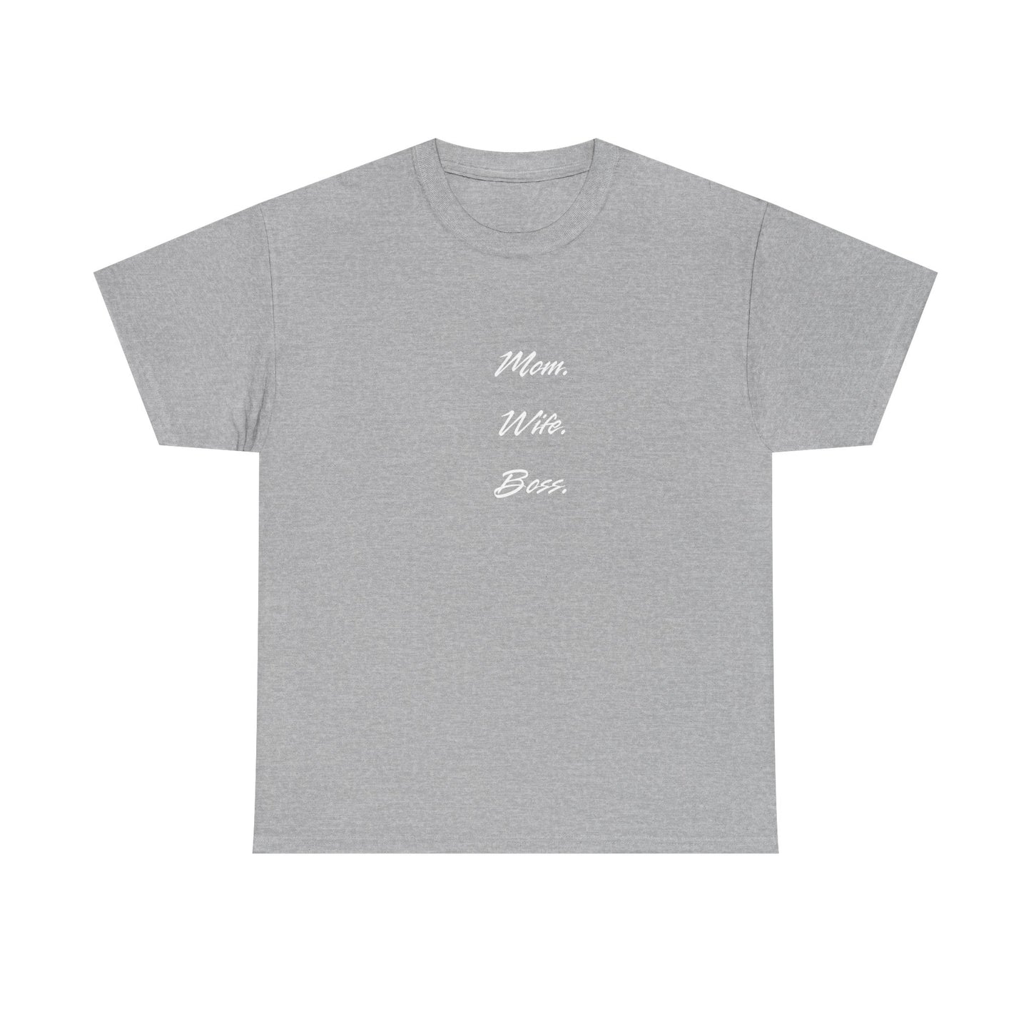 'Mom, Wife, Boss' Heavy Cotton T-Shirt Funny Mom Workout Mom Boss New Mum New Boss