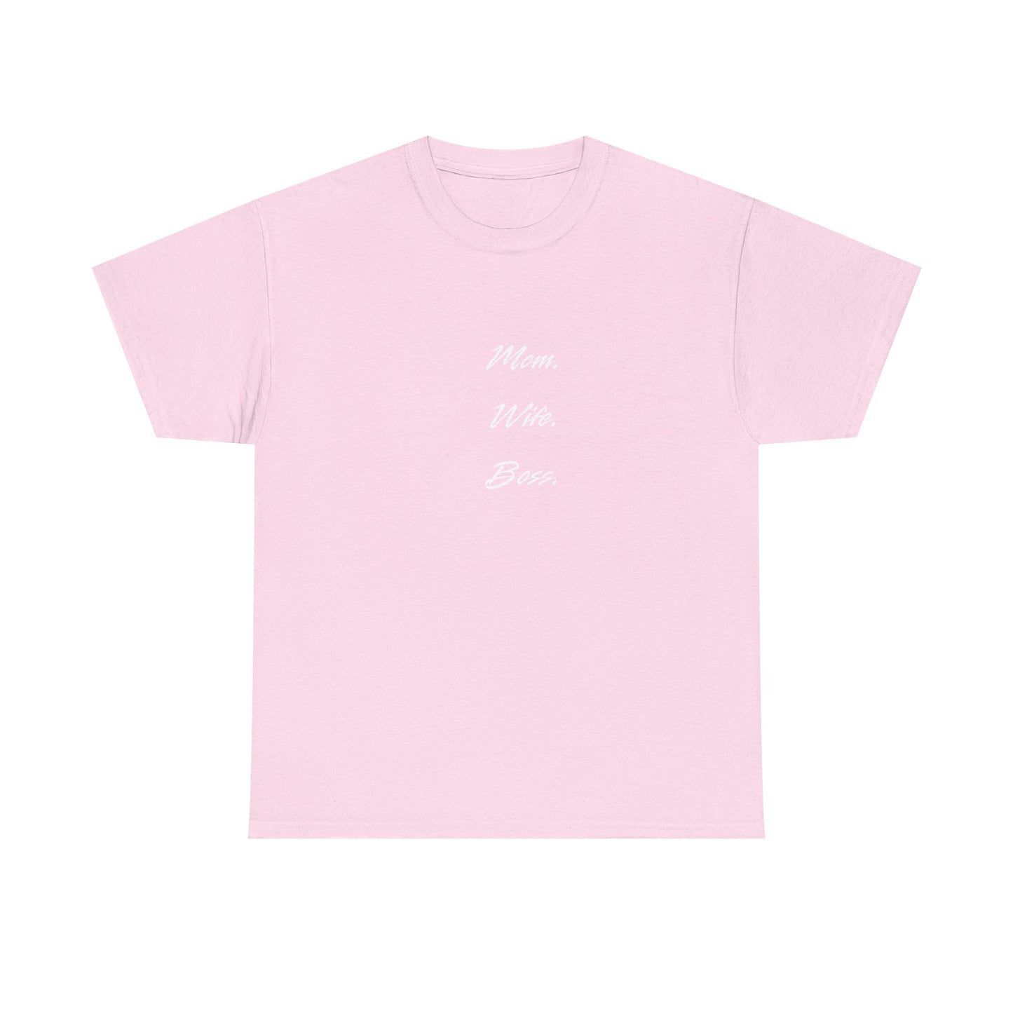 'Mom, Wife, Boss' Heavy Cotton T-Shirt Funny Mom Workout Mom Boss New Mum New Boss